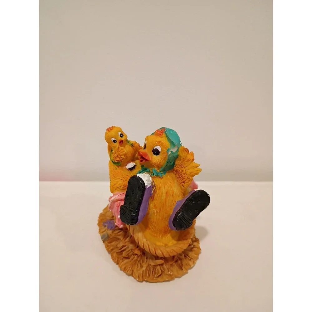 Collectable Mother Chicken Playing With Chicks Figurine